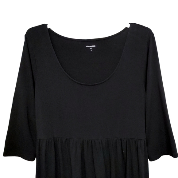 Garnet Hill Black Quarter Sleeve Knee Length Jersey Dress Women's Size Medium M - Picture 3 of 5